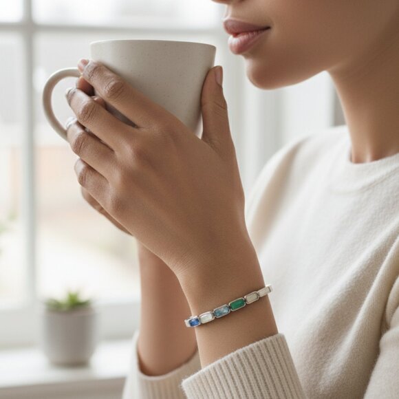 Ippolita 925 Silver Rock Candy Bangle, 7 Inch, Blue & Green Multi-Stone - Picture 3 of 3
